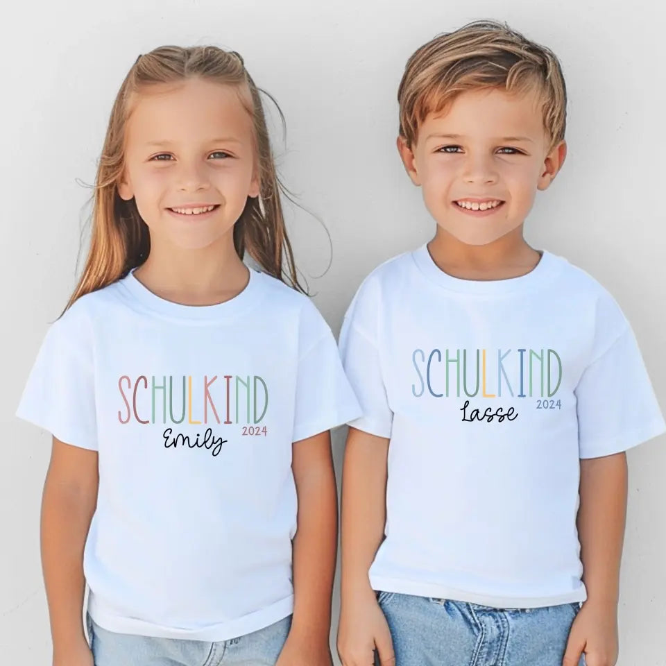 Schulkind bunt - Kinder Premium Organic T-Shirt (personalisierbar)