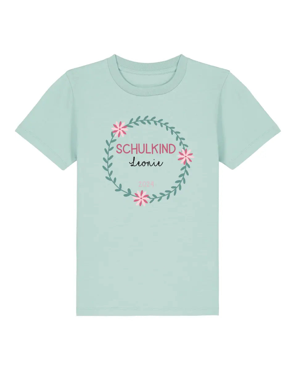 Schulkind Kranz - Kinder Premium Organic T-Shirt (personalisierbar)