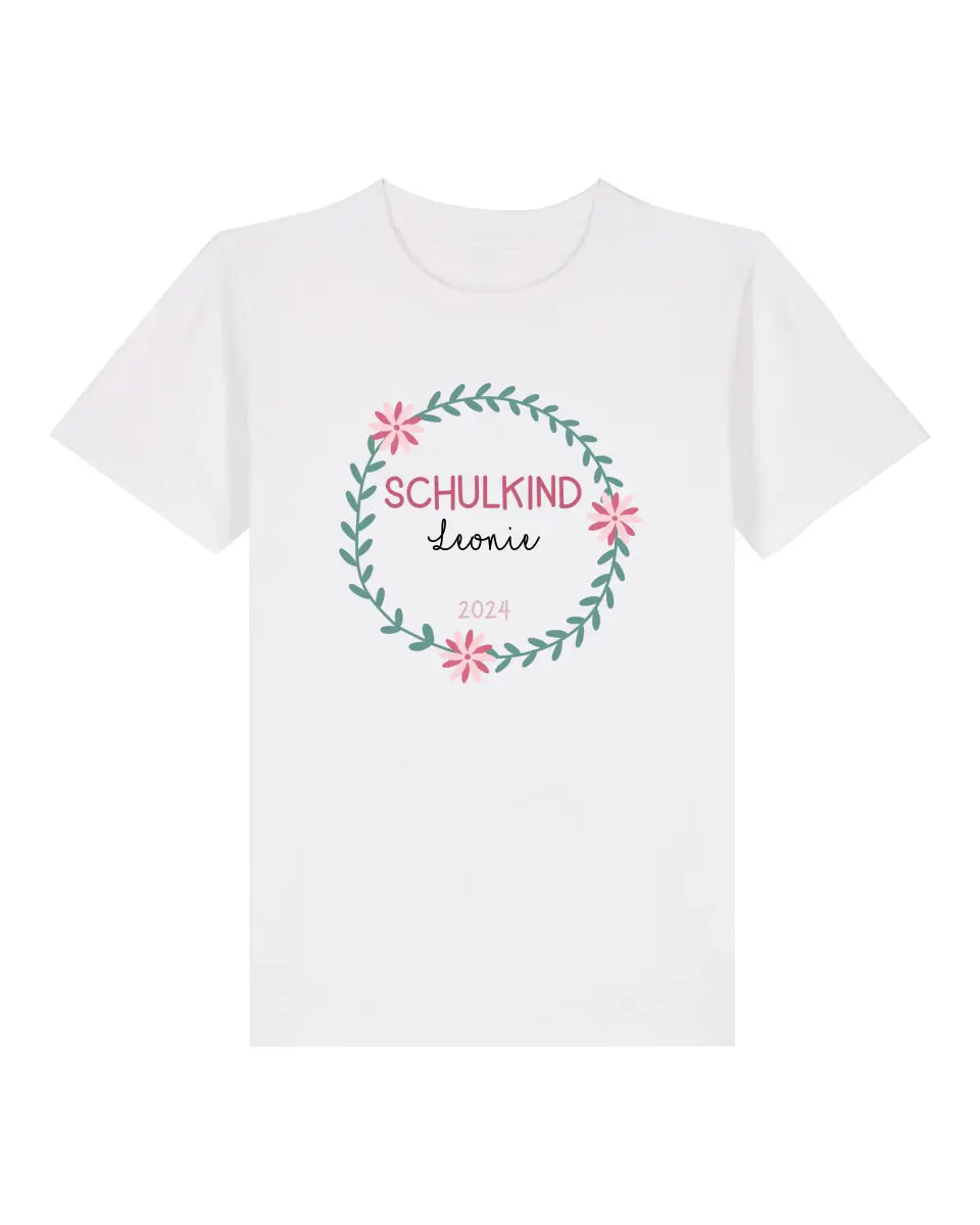 Schulkind Kranz - Kinder Premium Organic T-Shirt (personalisierbar)