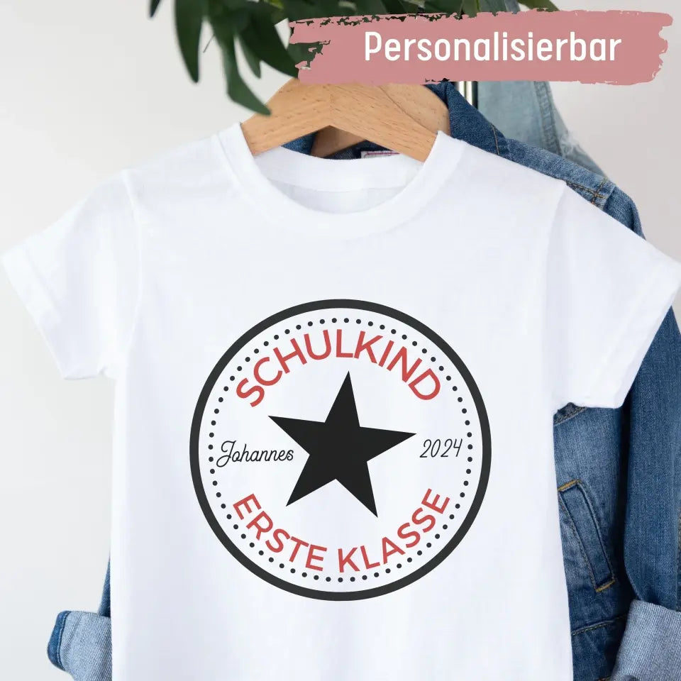 Schulkind Erste Klasse - Kinder Premium Organic T-Shirt (personalisierbar)