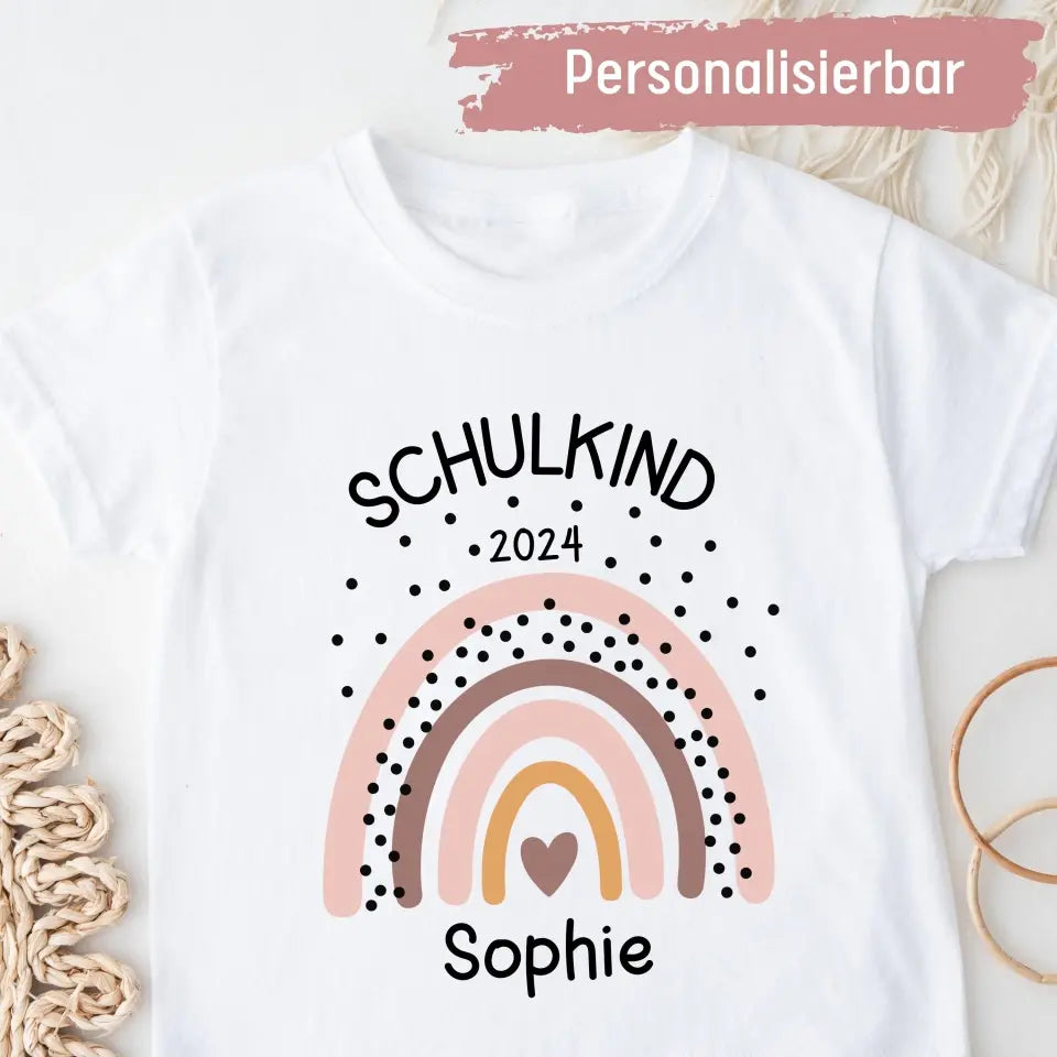 Schulkind Regenbogen - Kinder Premium Organic T-Shirt (personalisierbar)