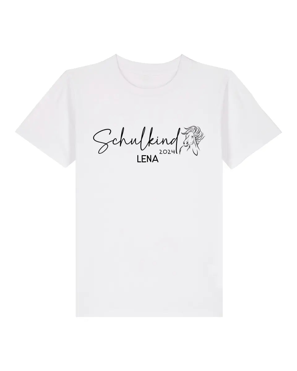 Schulkind Pferd - Kinder Premium Organic T-Shirt (personalisierbar)