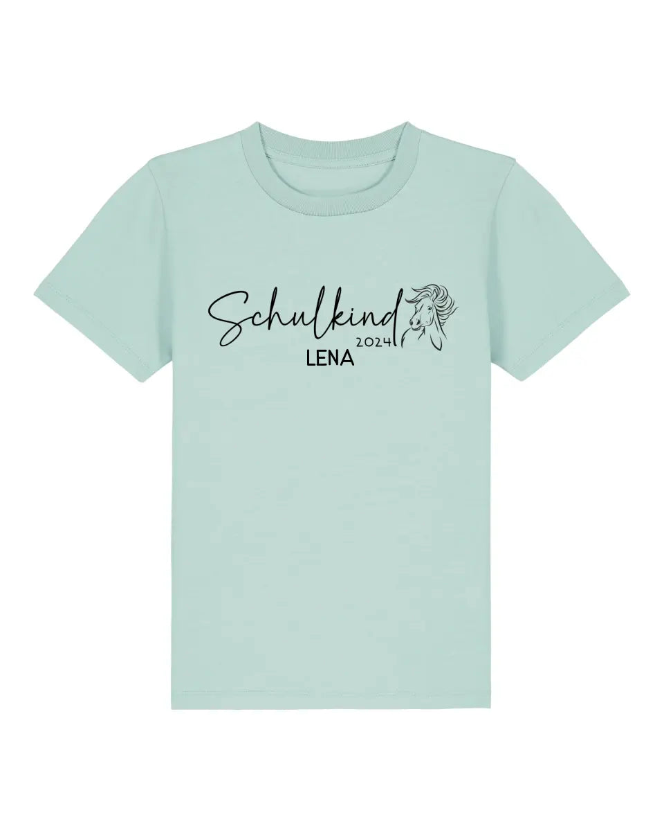 Schulkind Pferd - Kinder Premium Organic T-Shirt (personalisierbar)